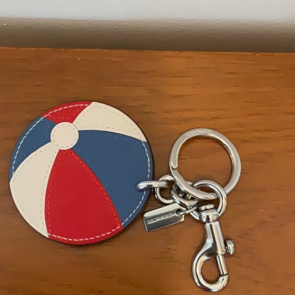 Coach Leather Beachball Bag Charm Keychain - Picture 5 of 6